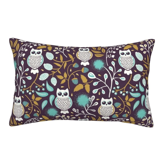 Plush Throw Pillow Covers, Forest Cute Owl A Pillow Cases with Invisible Zipper, Breathable Microfiber Pillow Cases Standard Size for Sleeping Bedroom Sofa Living Room 14x20