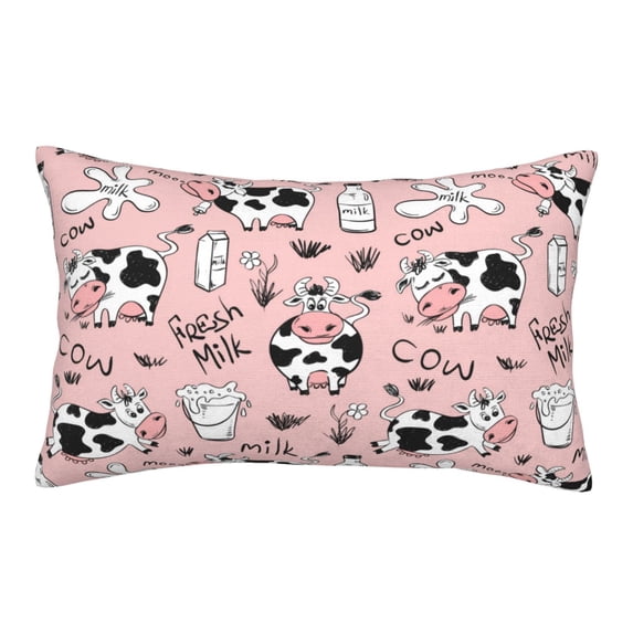 Plush Throw Pillow Covers, Funny Cute Cartoon Milk Cow Pillow Cases with Invisible Zipper, Breathable Microfiber Pillow Cases Standard Size for Sleeping Bedroom Sofa Living Room 20x30