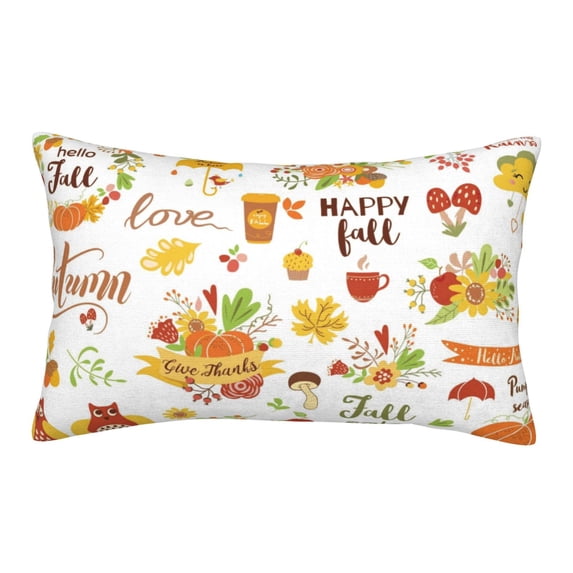 Plush Throw Pillow Covers, Hello Fall Autumn Is Here Pillow Cases with Invisible Zipper, Breathable Microfiber Pillow Cases Standard Size for Sleeping Bedroom Sofa Living Room 14x20