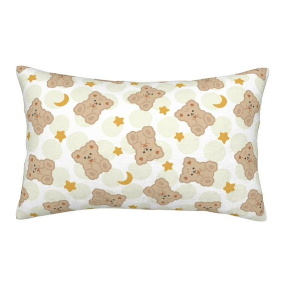 Plush Throw Pillow Covers, Kawaii bear Pillow Cases with Invisible Zipper, Breathable Microfiber Pillow Cases Standard Size for Sleeping Bedroom Sofa Living Room 14x20