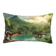 thumbnail image 1 of Plush Throw Pillow Covers, Lake Forest Dinosaur Pillow Cases with Invisible Zipper, Breathable Microfiber Pillow Cases Standard Size for Sleeping Bedroom Sofa Living Room 16x24, 1 of 5