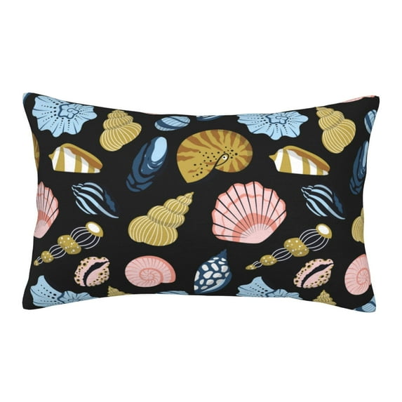 Plush Throw Pillow Covers, Pink Gold Blue Shell Conch Pillow Cases with Invisible Zipper, Breathable Microfiber Pillow Cases Standard Size for Sleeping Bedroom Sofa Living Room 16x24