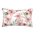 thumbnail image 1 of Plush Throw Pillow Covers, Pink Lilies Flowers Pillow Cases with Invisible Zipper, Breathable Microfiber Pillow Cases Standard Size for Sleeping Bedroom Sofa Living Room 20x30, 1 of 5