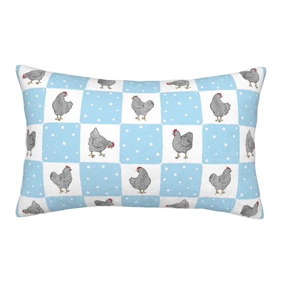 Plush Throw Pillow Covers, Plaid Cartoon Cute Chicken Pillow Cases with Invisible Zipper, Breathable Microfiber Pillow Cases Standard Size for Sleeping Bedroom Sofa Living Room 20x30