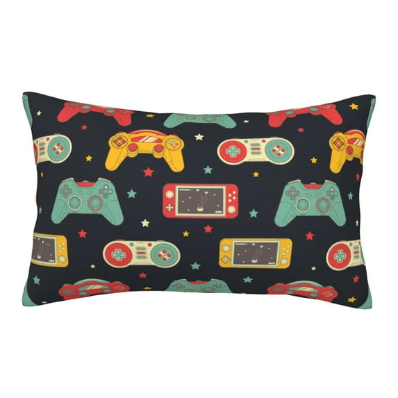 Plush Throw Pillow Covers, Retro Video Game Pillow Cases with Invisible Zipper, Breathable Microfiber Pillow Cases Standard Size for Sleeping Bedroom Sofa Living Room 20x30
