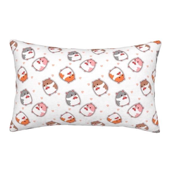 Plush Throw Pillow Covers, Sticker Style Cute Hamster Love Pillow Cases with Invisible Zipper, Breathable Microfiber Pillow Cases Standard Size for Sleeping Bedroom Sofa Living Room 14x20