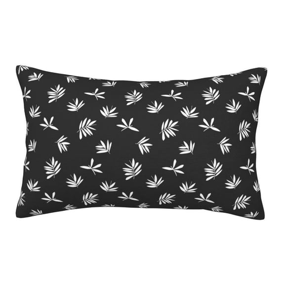 Plush Throw Pillow Covers, Tropical Leaf Black White Pillow Cases with Invisible Zipper, Breathable Microfiber Pillow Cases Standard Size for Sleeping Bedroom Sofa Living Room 14x20