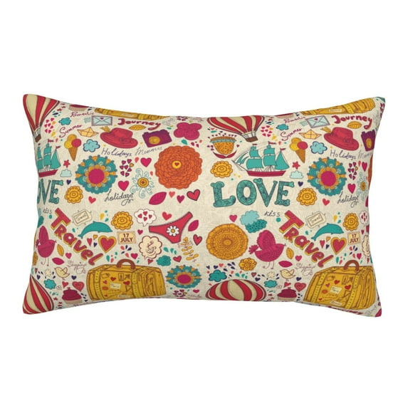 Plush Throw Pillow Covers, cartoon hot air balloon Pillow Cases with Invisible Zipper, Breathable Microfiber Pillow Cases Standard Size for Sleeping Bedroom Sofa Living Room 16x24