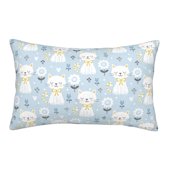 Plush Throw Pillow Covers, cute cat AB Pillow Cases with Invisible Zipper, Breathable Microfiber Pillow Cases Standard Size for Sleeping Bedroom Sofa Living Room 16x24
