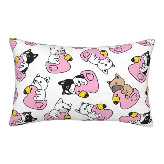 Plush Throw Pillow Covers, french bulldog duck Pillow Cases with Invisible Zipper, Breathable Microfiber Pillow Cases Standard Size for Sleeping Bedroom Sofa Living Room 16x24
