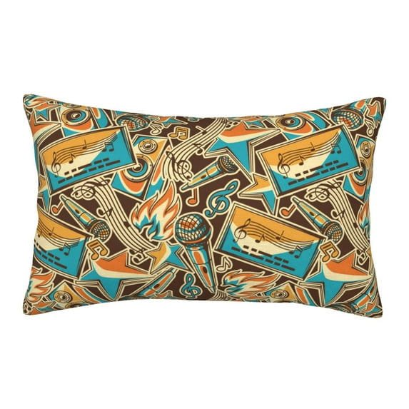 Plush Throw Pillow Covers, musical elements Pillow Cases with Invisible Zipper, Breathable Microfiber Pillow Cases Standard Size for Sleeping Bedroom Sofa Living Room 20x30