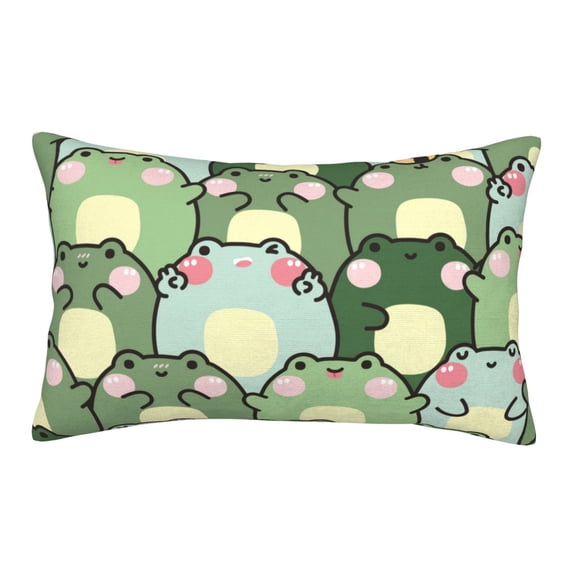 Plush Throw Pillow Covers, shy frog Pillow Cases with Invisible Zipper, Breathable Microfiber Pillow Cases Standard Size for Sleeping Bedroom Sofa Living Room 20x30