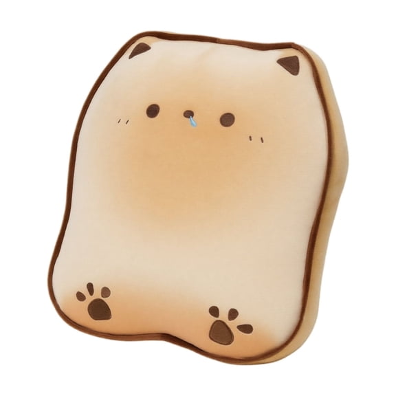 Plush Throw Pillow, Soft Drooly Toast Cat Shaped, 1 Piece for Home Living Room, Multi-use Lumbar Back Support for Office Chair Nap Pillow Sleeping Leg Pillow Floor Seat Cushion