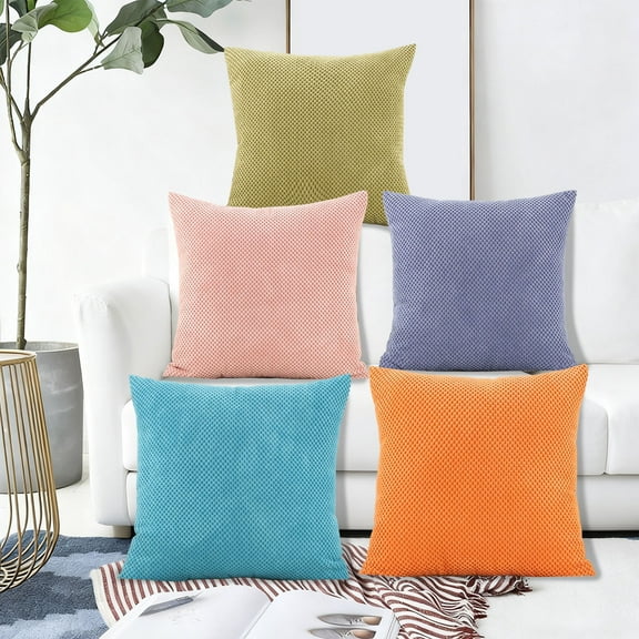 Plush Throw Pillow Velvet Lumbar Pillow 40x40cm Flock Cushion for Sofa and Bed Back Support 1Pcs Blue Rkxzt