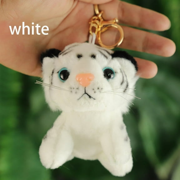 Plush Tiger Keychain Stuffed Animal Toy Soft Charm Key Ring for Kids Backpack Purse Bag