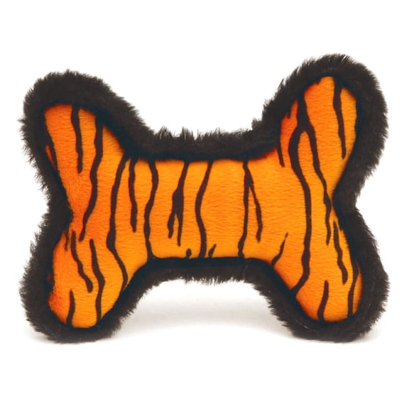 Jeffers Pet Plush Tiger Skin Bone Squeaky Dog Toy, 6", Soft Stuffed Bone with Built-In Squeaker for Small to Medium Dogs, Animal Print Design, Interactive Fun, Great for Fetch or Solo Play 1 Pack