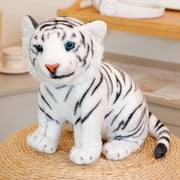 Plush Tiger Stuffed Animal - Simulated Tiger Plush Toy - Precious Companion - White 9.8 Inches
