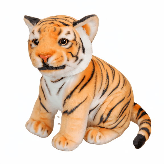 Plush Tiger Stuffed Animal - Simulated Tiger Plush Toy - Precious Companion - Yellow 9.8 Inches