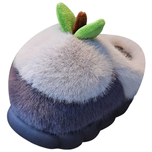 Plush Toddler Slippers Winter Warm Cartoon Fruit Cute Apple Platform House Slippers Slip On Fluffy Slide Shoes Gray Size 13 Little Child