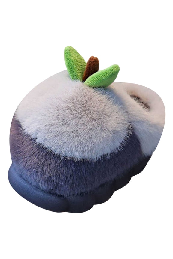 Plush Toddler Slippers Winter Warm Cartoon Fruit Cute Apple Platform House Slippers Slip On Fluffy Slide Shoes Gray Size 13 Little Child