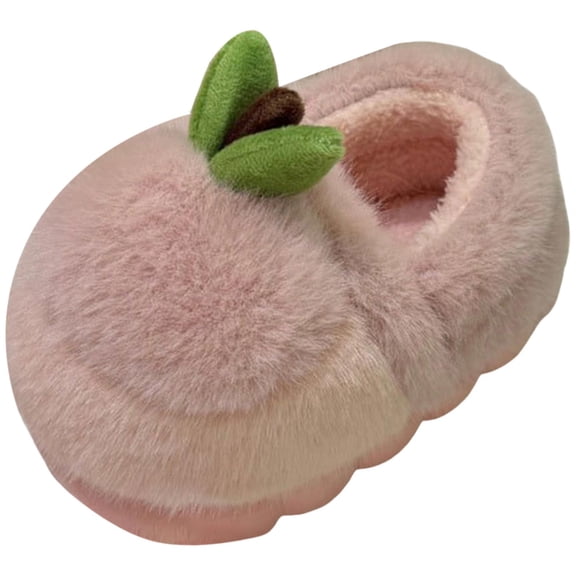 Plush Toddler Slippers Winter Warm Cartoon Fruit Cute Apple Platform House Slippers Slip On Indoor Fuzzy Slippers Purple Size 8 Toddler