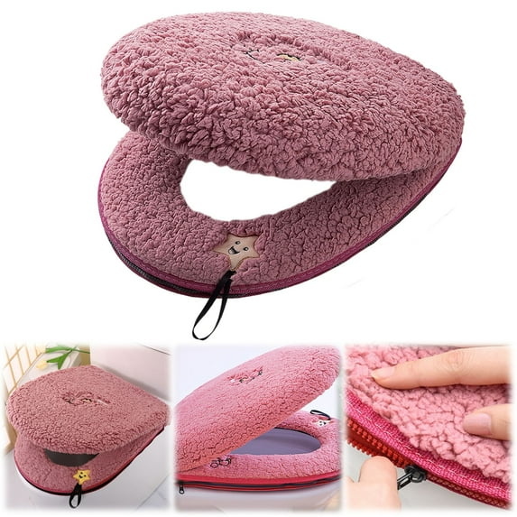Plush Toilet Seat Warmer Cozival Plush Zipper Toilet Seat Warmer - Thick Winter Seat Cover with Handle, Machine Washable & Non-Slip for Cozy Bathroom Comfort, Zipper Seat Cover