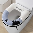 thumbnail image 1 of Plush Toilet Seat Cover with Cute Black Cat Design, Winter Warm Waterproof & Soft Universal Fit for Most Toilets, Removable Easy to Clean Bathroom Toilet Lid Cover, 1 of 5