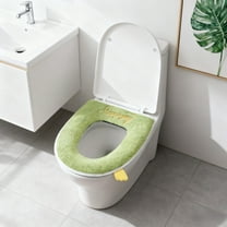 Plush Toilet Seat Cover, Soft Flannel Warm Toilet Seat Lid Cover with Zipper, Easy Clean Bathroom Mat for Home Winter Comfort(Green)