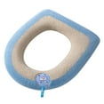 thumbnail image 1 of Plush Toilet Seat Cover with Handle Soft Warm Pad for Round Elongated Bowls - Easy Install Bathroom Mat(Blue), 1 of 5