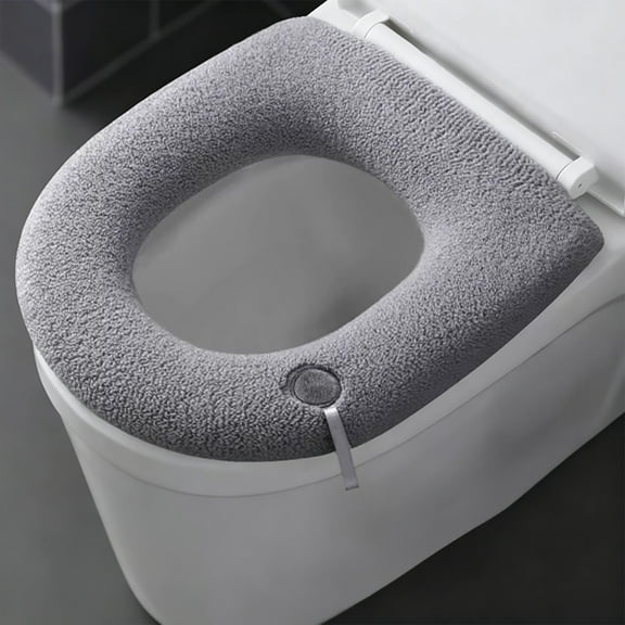 Plush Toilet Seat Protector - Thickened Insulated Cushion with Complete Enclosure, Washable and Reusable Warm Pad Soft Fleece Cover for Bathroom