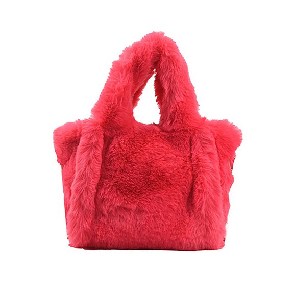 Plush Tote Bag for Women Winter Fuzzy Pluffy Small Top Handle Shoulder Satchel Cute Purse and Handbags