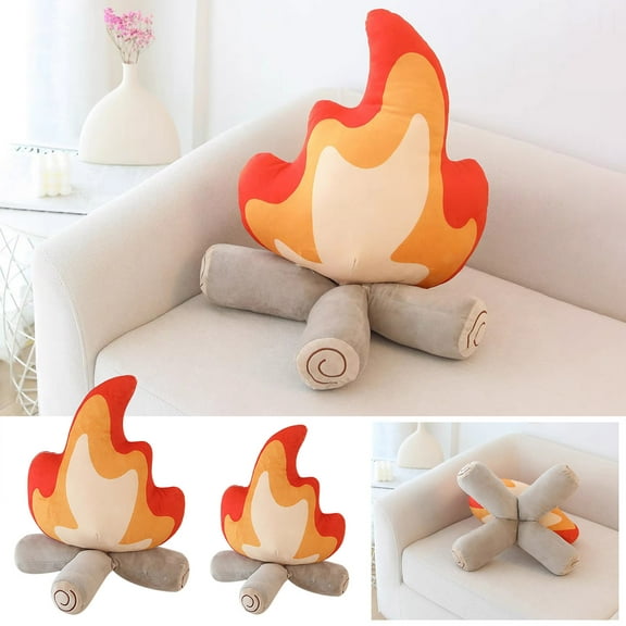 Plush Toy under $5! CQCYD Funny Bonfire Toy with Soft Simulation Flame Design, Stuffed Plush Campfire Doll for Kids Pretend Play, Fake Fire and Log Set for Indoor Camping