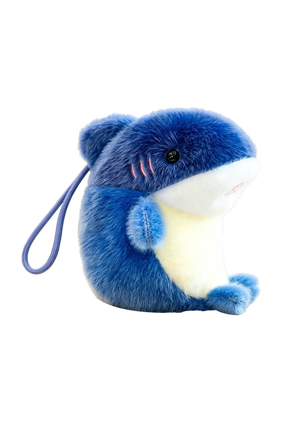 Plush Toy Backpack Charm Cute Cartoon Soft Short Plush Ornament Keychain Bag Decoration Accessory Blue