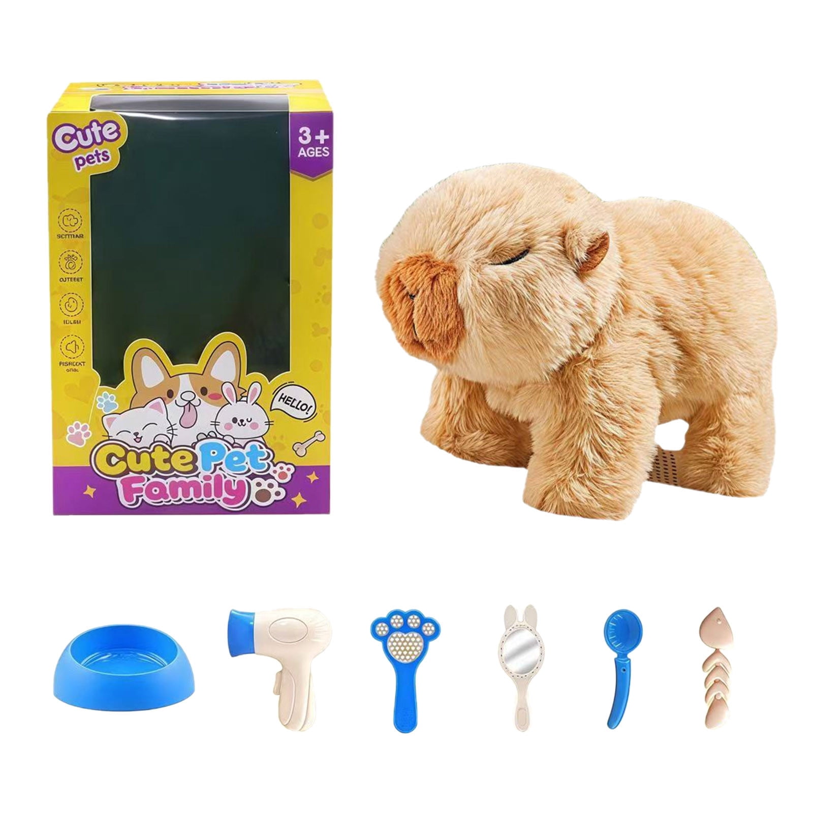 Plush Toy Capybara with 6pcs Accessories Electronic Interactive ...