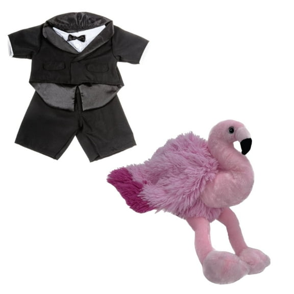 Plush Toy Freya the Flamingo with Tuxedo Suit - 16 Inch Adorable Cloth Stuffed Animal, Gift for Kids & Collectors