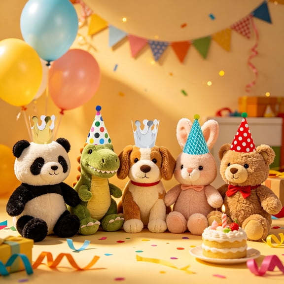 Plush Toy Mini Hat Set - Colorful Cone & Crown Hats for Festive Party Decorations