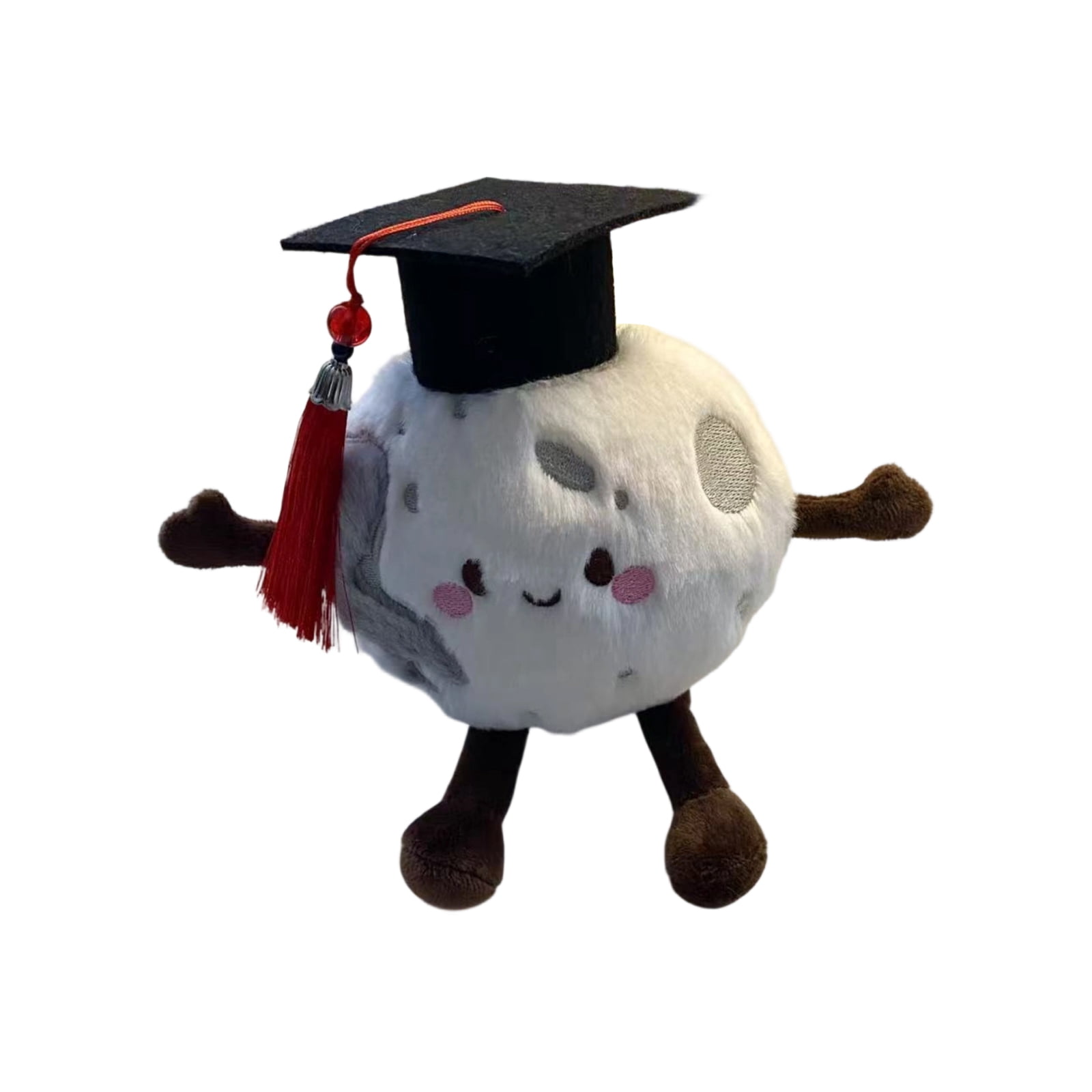 Plush Toy, Moon Shape with Graduation Cap, 1 Piece Soft Stuffed Toy, Graduation Season Commemorative Gift for Students Grads Astronomy Lovers Decorative Collectible Plush
