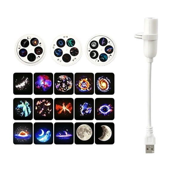 Plush Toy Night Light, Star Galaxy Projection with 15 Space Pattern Slides USB Touch Control, 1 Pack Portable Nebula Projector Set Bedroom Decor Birthday Party Holiday Gift