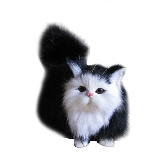 Plush Toy Simulation Kitten Figures Ornament Cute Model Home Bedroom Decoration Birthday Gift Collectible