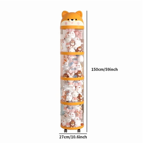 Plush Toy Storage Tube - Vertical Organizer With Wheeled Base And Adjustable Dividers For Stuffed Animal Collection And Teen Room Organization With Durable Construction And Space Saving Design