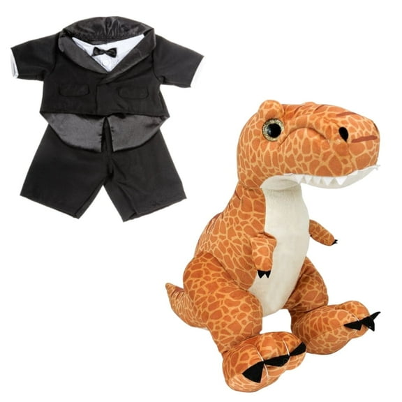 Plush Gear Trey T-Rex 16" Plush Dinosaur in Tuxedo Soft Stuffed Animal Gift for Kids & Toddlers