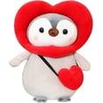 thumbnail image 1 of Plush Toys Cute Penguin Plush Stuffed Animal Penguin with Red Heart Outfit, Gifts for Kids, Girlfriend, Valentine's Day, 9.8 Inches, 1 of 5