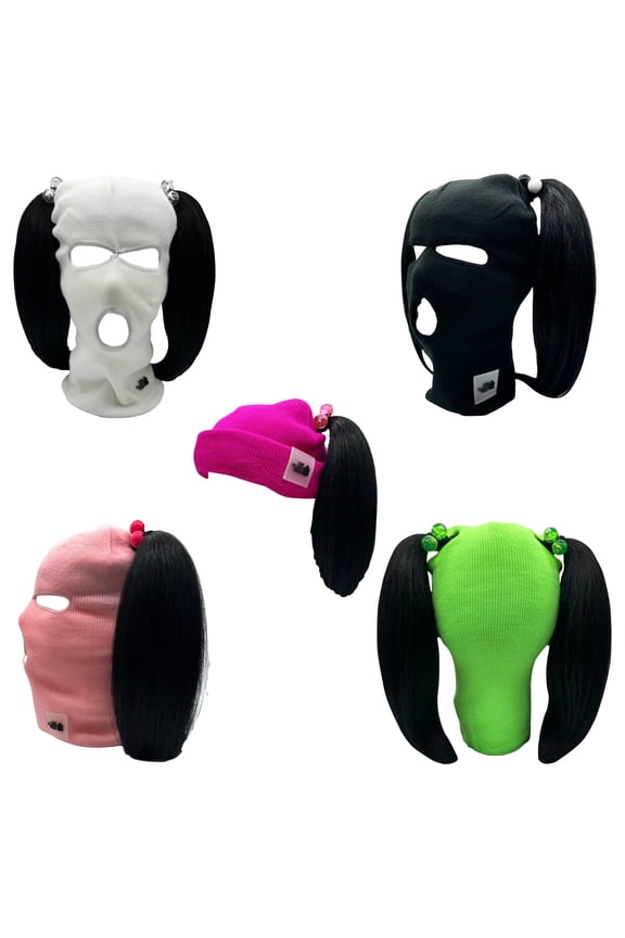 DIY Black 5-Hole Balaclava - Pink