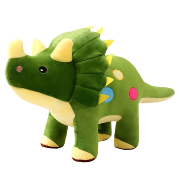 Plush Triceratops Dinosaur Stuffed Animal - 22 Inch Green Jumbo Dino Pillow Buddy, Soft Huggable Toy With Colorful Spots - Boys, Bedroom Decor, Playtime, Gift Giving