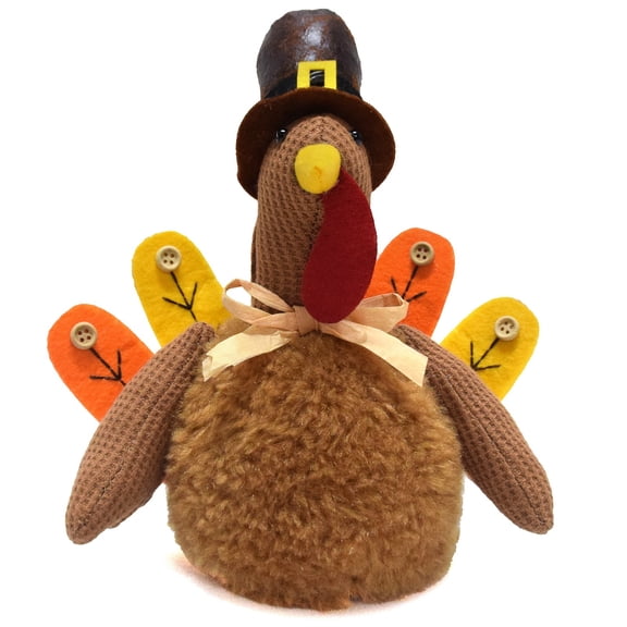 Plush Turkey Figurine Decor, 8.7in Farmhouse Thanksgiving Decorations Handmade Turkey Doll for Rustic Thanksgiving Day Fall Table Centerpiece