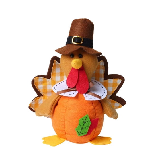 Plush Turkey Table Decor, 9in Farmhouse Thanksgiving Decorations Handmade Turkey Figurine for Rustic Thanksgiving Day Fall Centerpiece