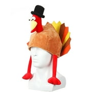 Plush Turkey Thanksgiving Hat with Head, Legs and Tail Fancy Dress Accessory,Thanksgiving Party Costume, Outfit and Dress, Costume Funny Hat for Christmas Holiday Party Favors Party Supplies
