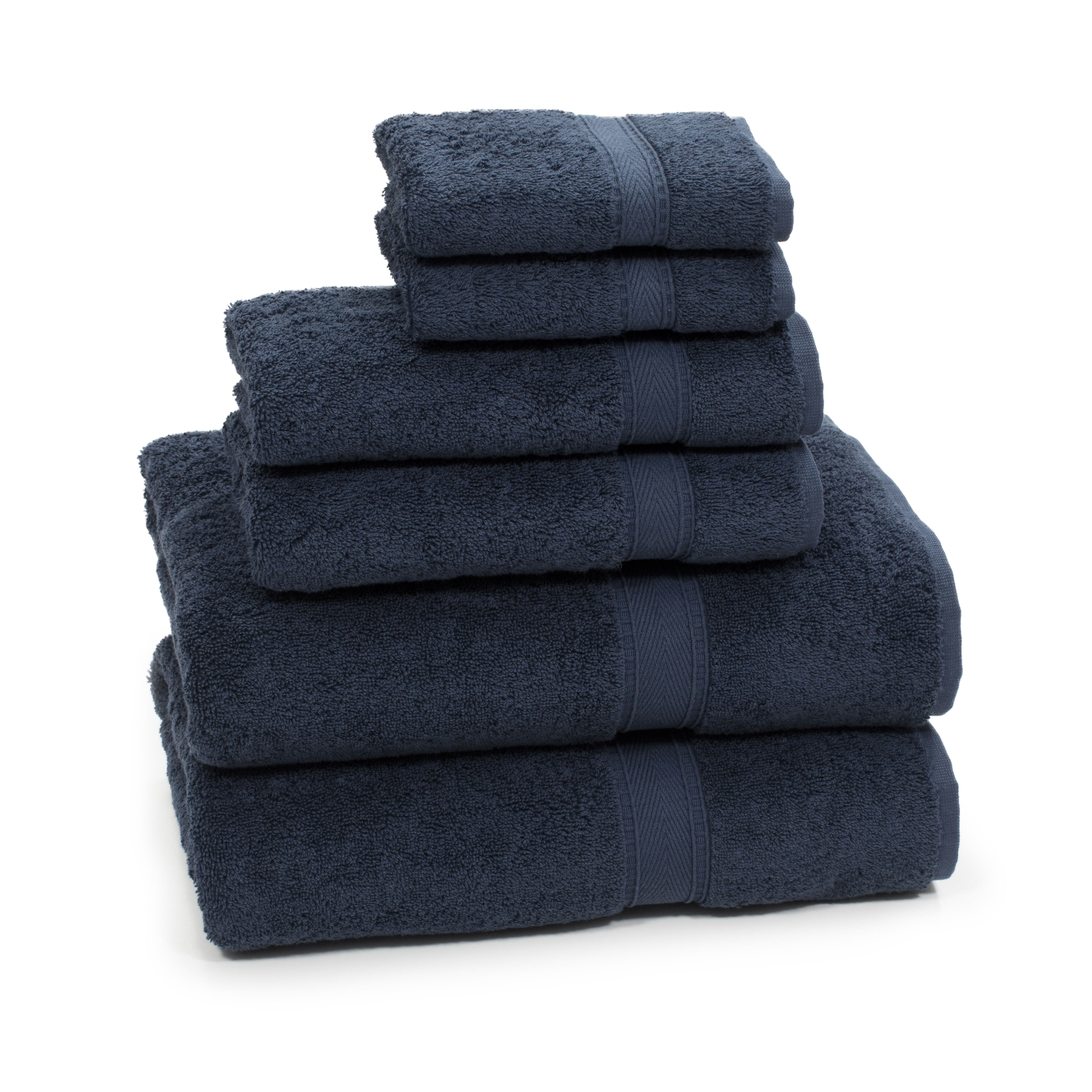Navy Turkish Cotton Set of Six Dobby Weave Washcloths