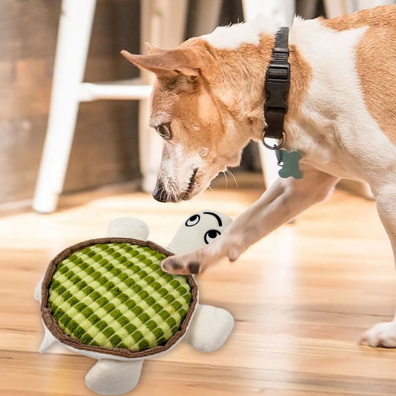 Plush Turtle Dog Toy with Loud Squeaker and Crinkle Fabric Interactive Chew for Small to Medium Dogs 9.1x11.8 Inch