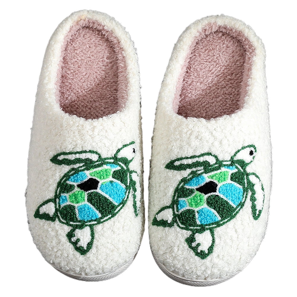Plush Turtle Slippers Anti Slip Closed Toe Slippers Cute Warm Slip